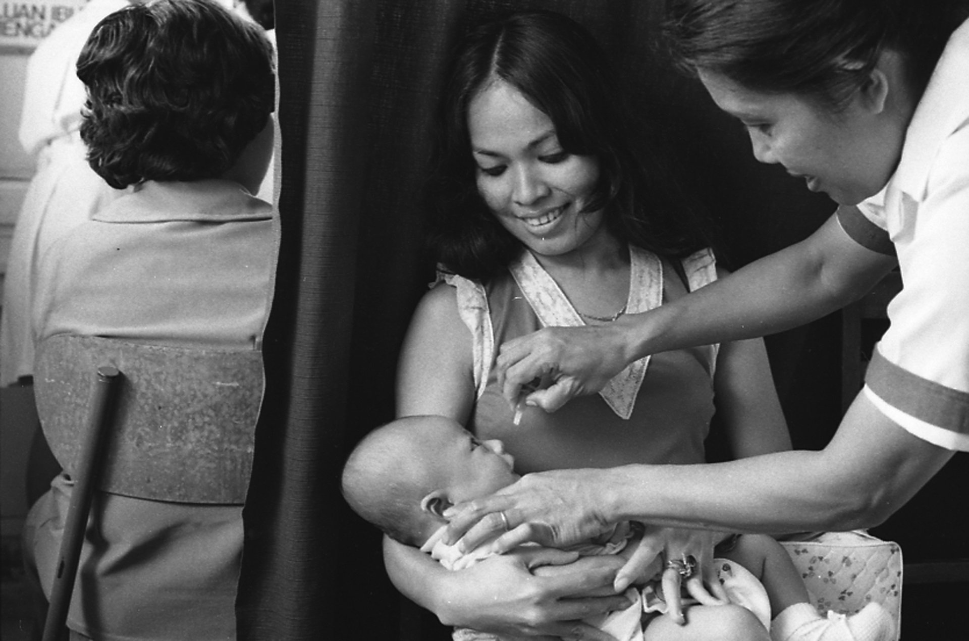 A baby being vaccinated