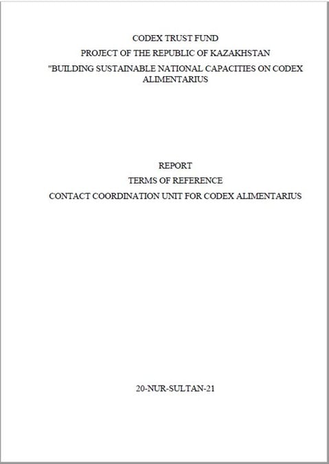 Kazakhstan: term of reference - contact coordination unit for Codex Alimentarius
