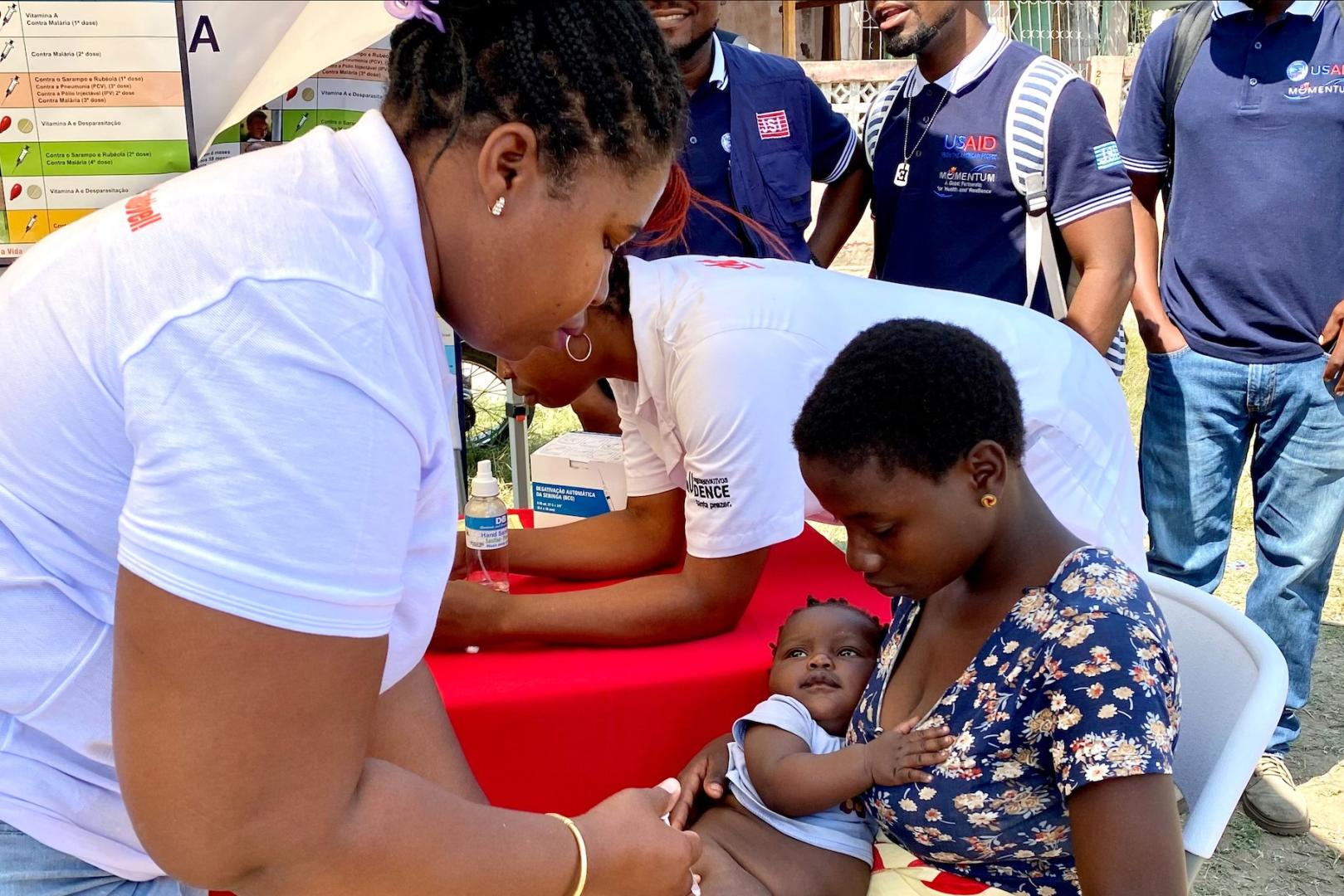 The first child in Mozambique is vaccinated against malaria on 5 August 2024